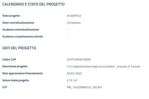 Misura 1.4.5 - CUP G31F22005010006